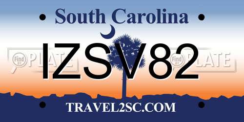 IZSV82 South Carolina License Plate