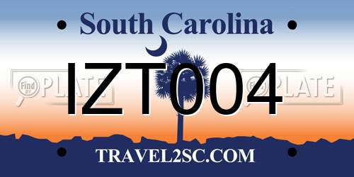 IZT004 South Carolina License Plate