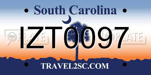 IZT0097 South Carolina License Plate