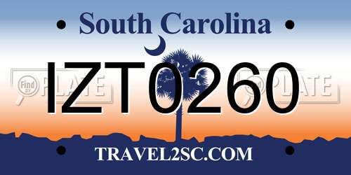 IZT0260 South Carolina License Plate