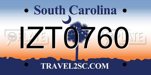 IZT0760 South Carolina License Plate