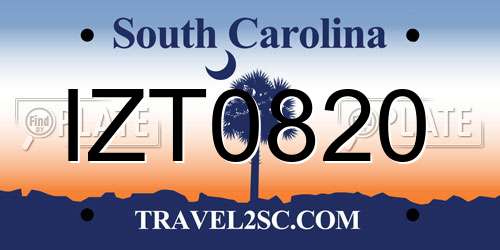 IZT0820 South Carolina License Plate