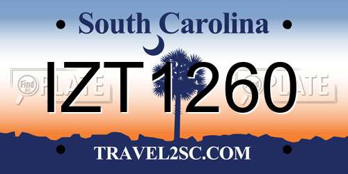 IZT1260 South Carolina License Plate