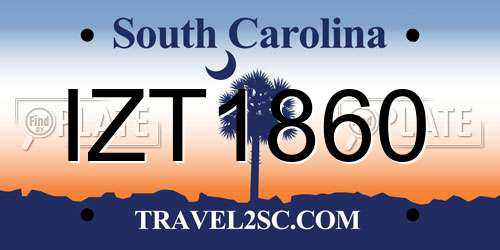 IZT1860 South Carolina License Plate
