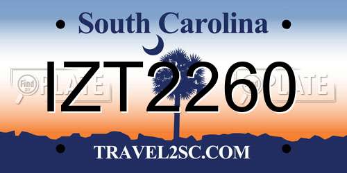 IZT2260 South Carolina License Plate