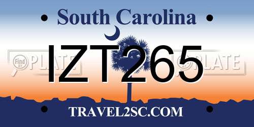 IZT265 South Carolina License Plate