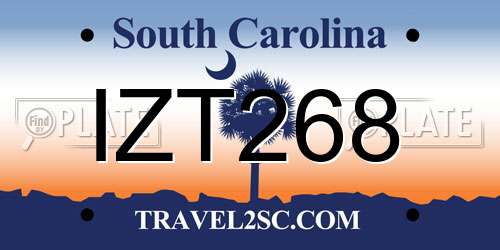 IZT268 South Carolina License Plate