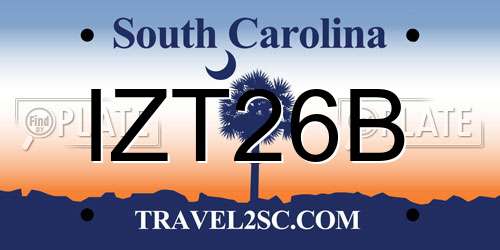 IZT26B South Carolina License Plate