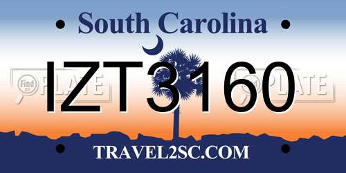 IZT3160 South Carolina License Plate