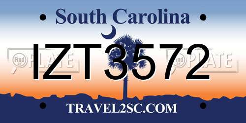 IZT3572 South Carolina License Plate
