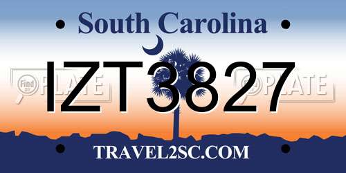 IZT3827 South Carolina License Plate