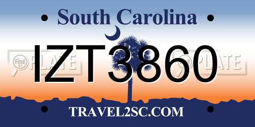 IZT3860 South Carolina License Plate