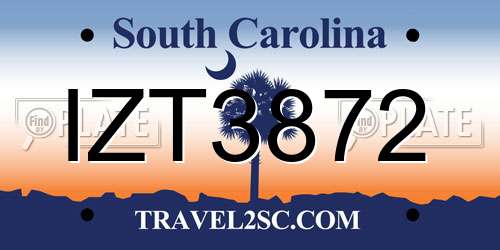 IZT3872 South Carolina License Plate