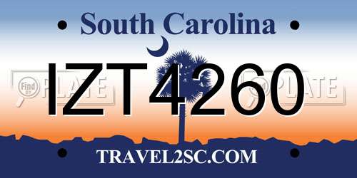 IZT4260 South Carolina License Plate