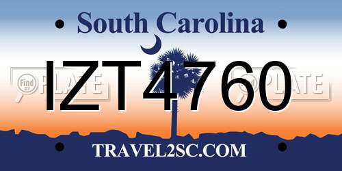 IZT4760 South Carolina License Plate