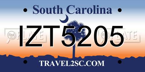 IZT5205 South Carolina License Plate