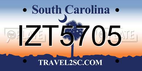 IZT5705 South Carolina License Plate