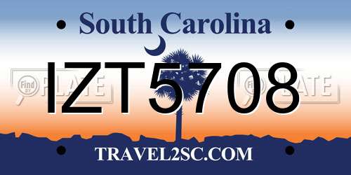 IZT5708 South Carolina License Plate