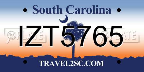 IZT5765 South Carolina License Plate