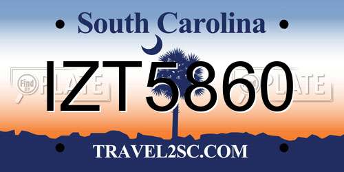 IZT5860 South Carolina License Plate