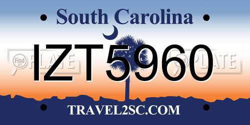 IZT5960 South Carolina License Plate
