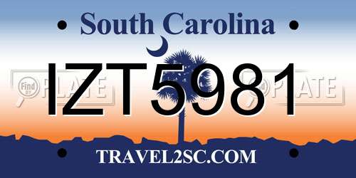 IZT5981 South Carolina License Plate