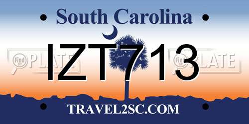 IZT713 South Carolina License Plate