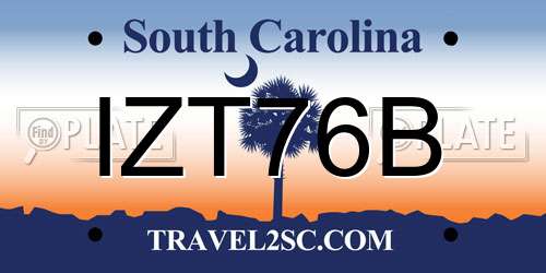 IZT76B South Carolina License Plate