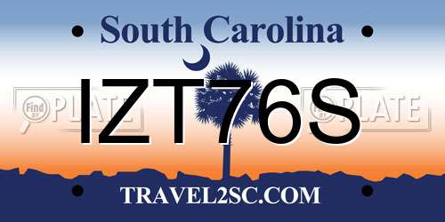 IZT76S South Carolina License Plate
