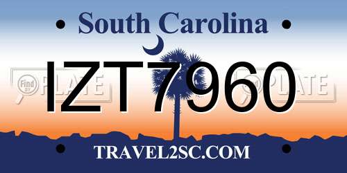 IZT7960 South Carolina License Plate