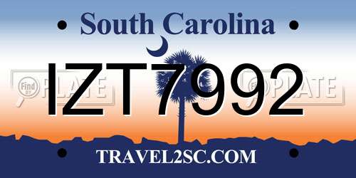 IZT7992 South Carolina License Plate
