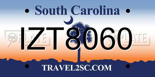 IZT8060 South Carolina License Plate