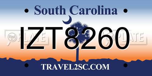 IZT8260 South Carolina License Plate