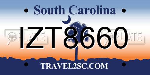IZT8660 South Carolina License Plate