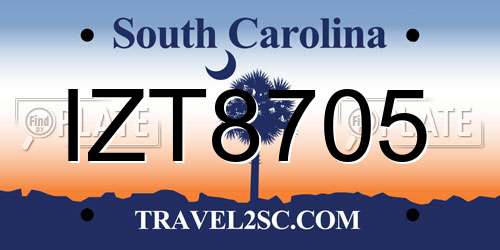 IZT8705 South Carolina License Plate