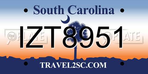 IZT8951 South Carolina License Plate
