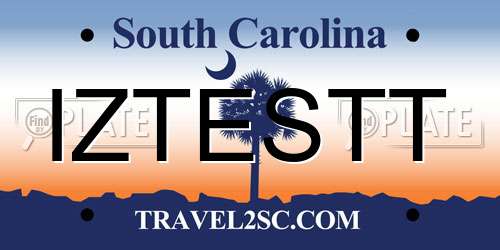 IZTESTT South Carolina License Plate