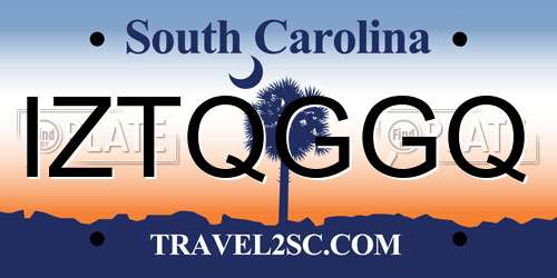 IZTQGGQ South Carolina License Plate