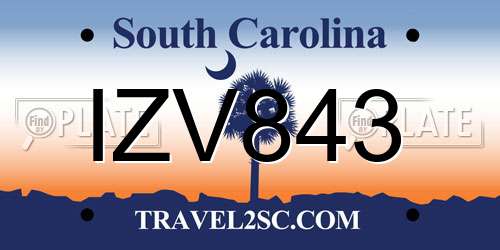IZV843 South Carolina License Plate