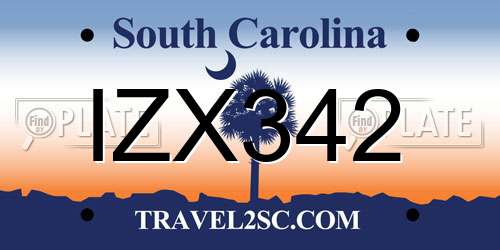 IZX342 South Carolina License Plate