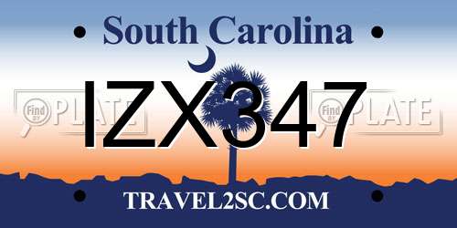 IZX347 South Carolina License Plate