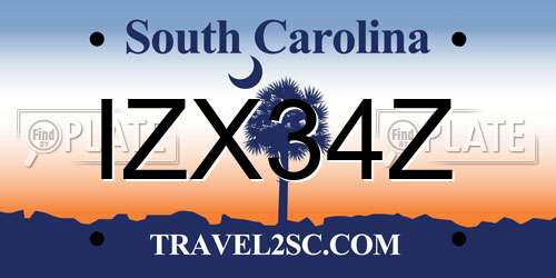 IZX34Z South Carolina License Plate