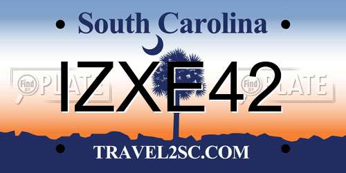IZXE42 South Carolina License Plate
