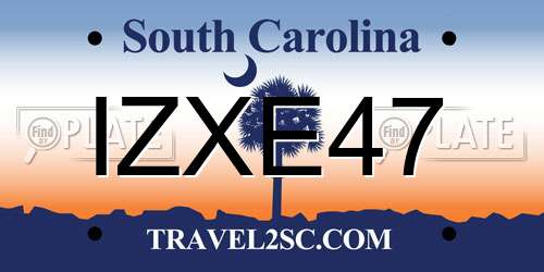 IZXE47 South Carolina License Plate