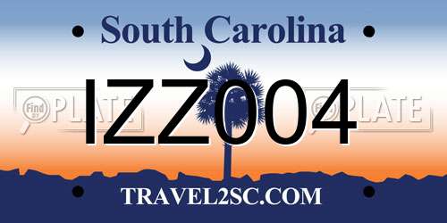 IZZ004 South Carolina License Plate