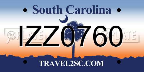 IZZ0760 South Carolina License Plate