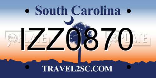 IZZ0870 South Carolina License Plate