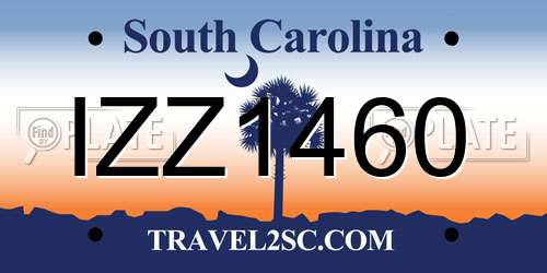 IZZ1460 South Carolina License Plate