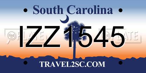 IZZ1545 South Carolina License Plate