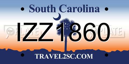 IZZ1860 South Carolina License Plate